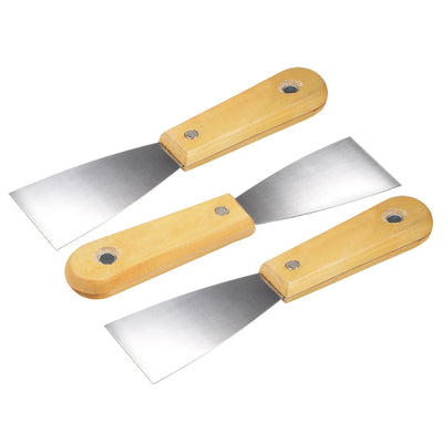 Harfington Putty Taping Paint Scraper 2" Cr-V Steel Stiff Broad Blade with Wooden Handle for Wall Floor Tile 3pcs