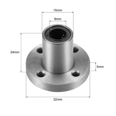 Harfington Uxcell Linear Motion Ball Bearings Round Flange Bearing