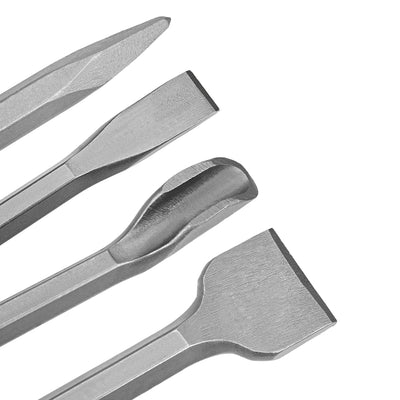 Harfington 14mm Point 20mm Flat 40mm Scraping U Cranked Chisel  Masonry Drill Bit Square Shank for Jack Hammer 4in1 Set