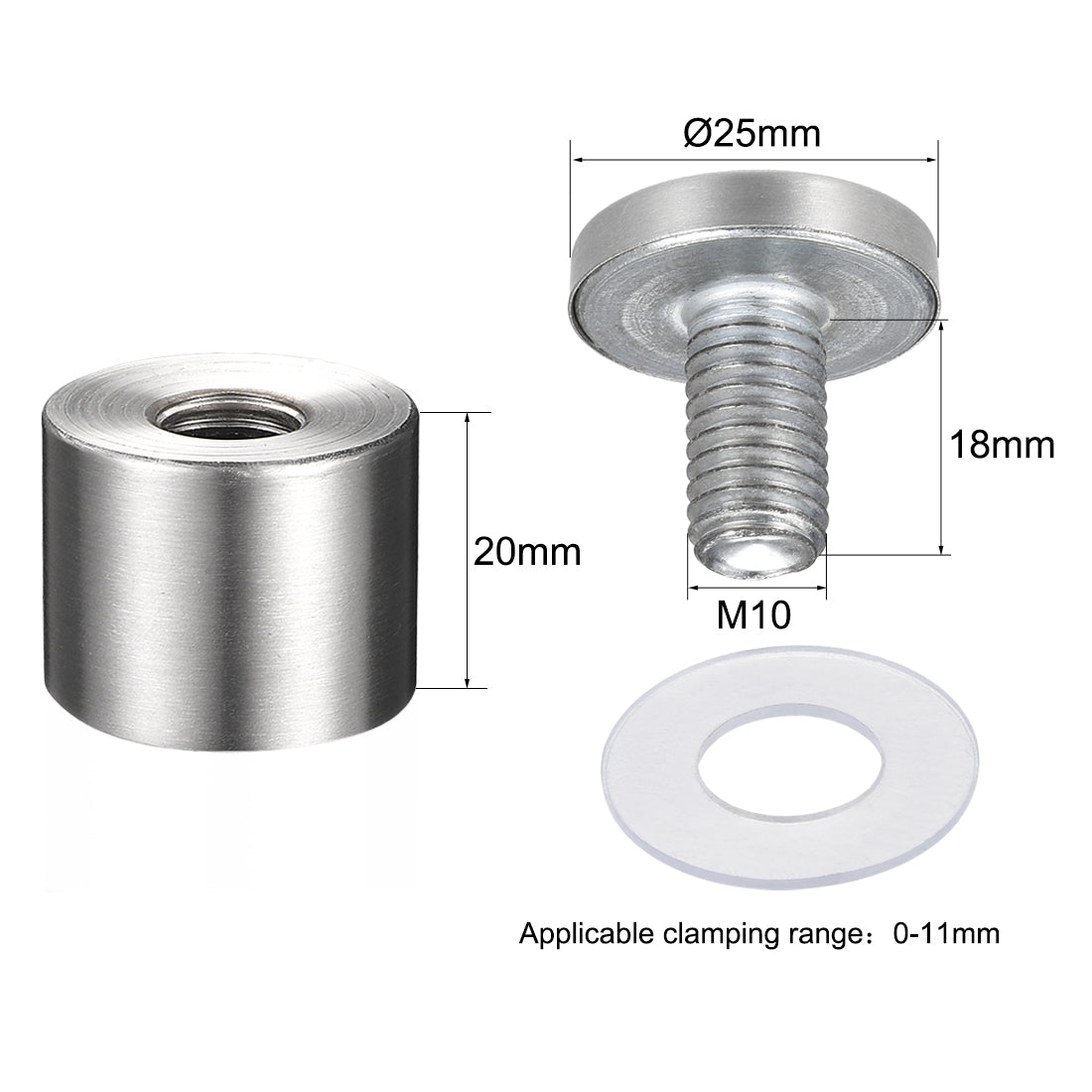 Harfington Sign Standoffs Mounts Wall Glass Standoff Advertising Nails 25mm x 25mm 2pcs