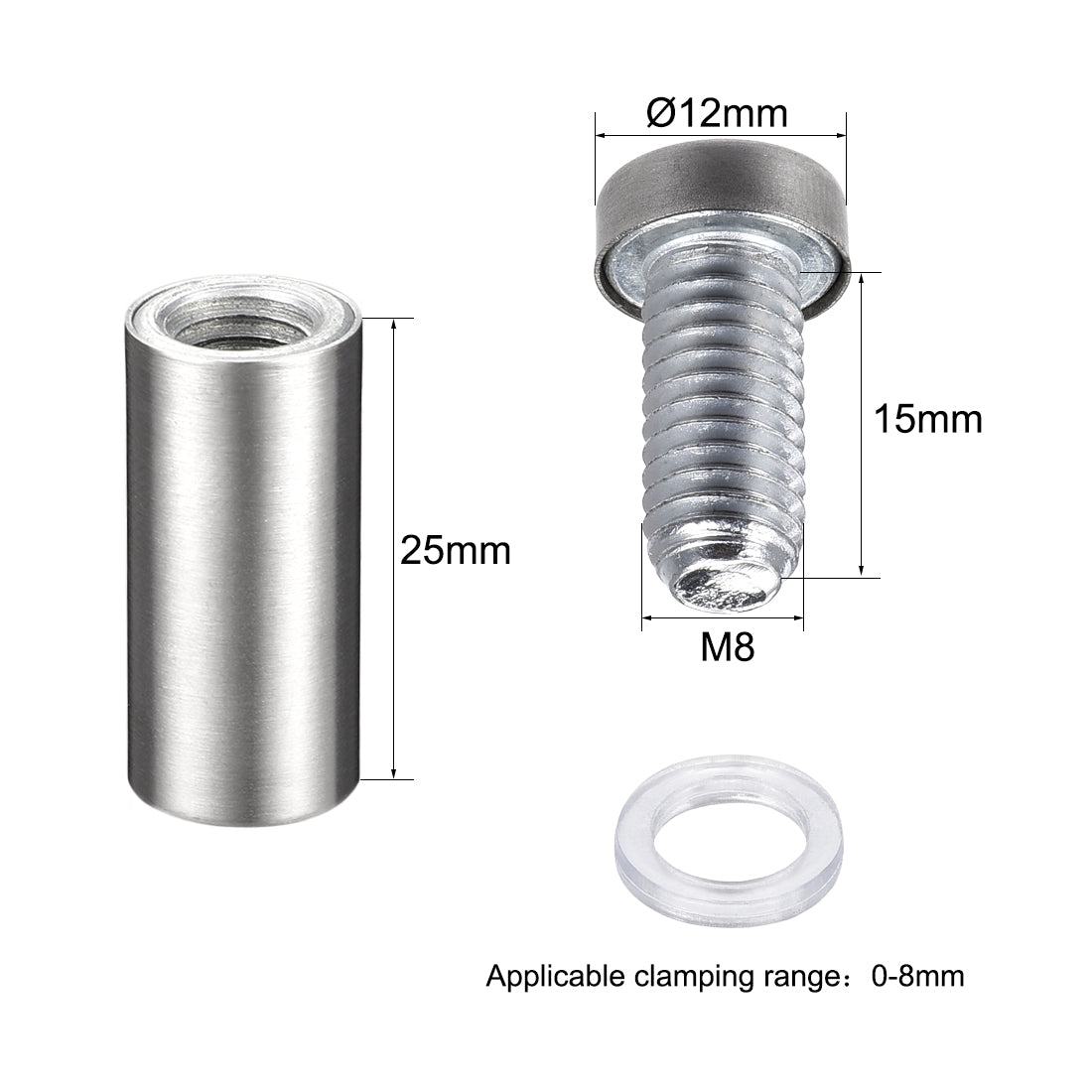 Harfington Sign Standoffs Mounts Wall Glass Standoff Advertising Nails 12mm x 30mm 10pcs