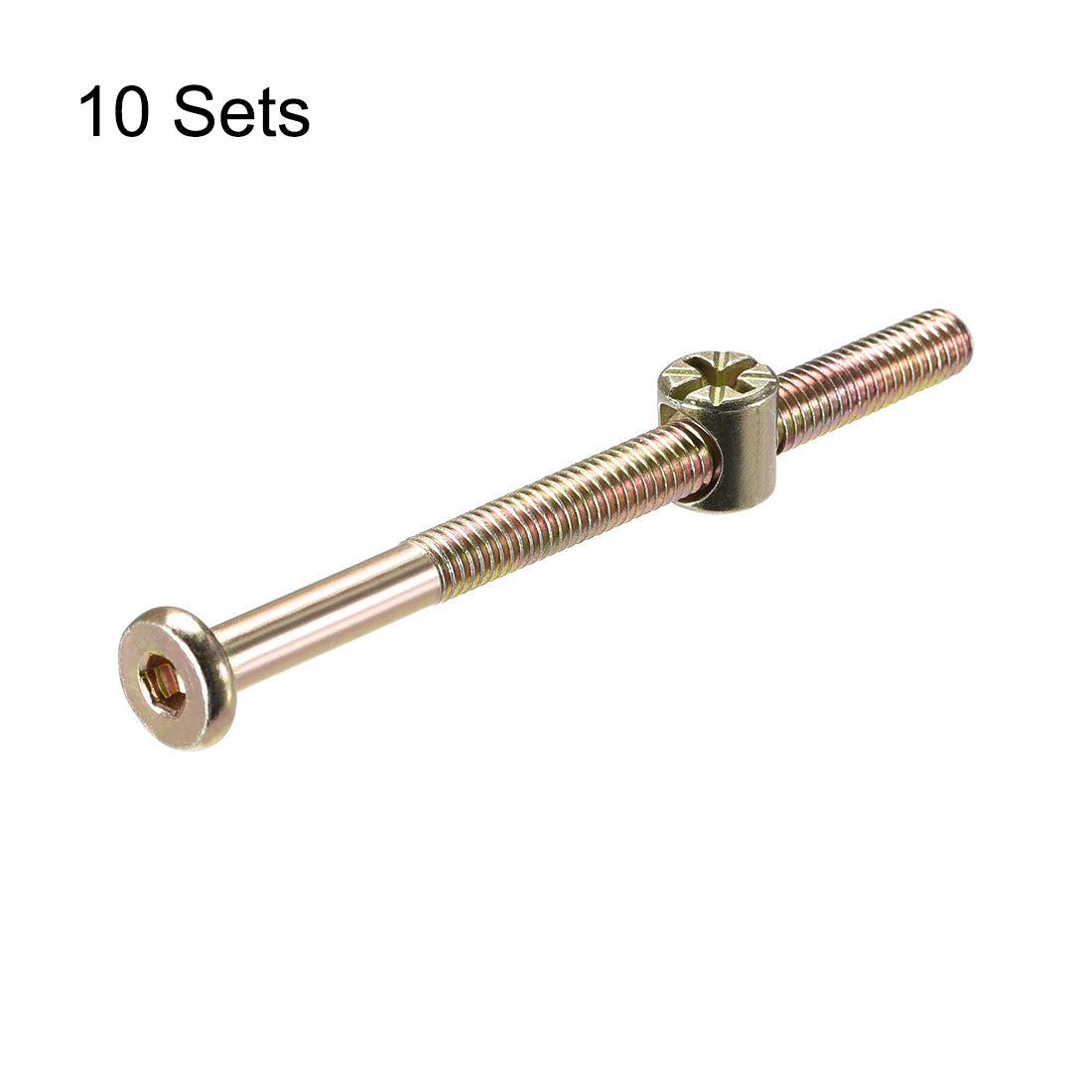 Harfington 10pcs Furniture Bolts Nut Set Hex Socket Screw with Barrel Nuts Phillips-Slotted Zinc Plated