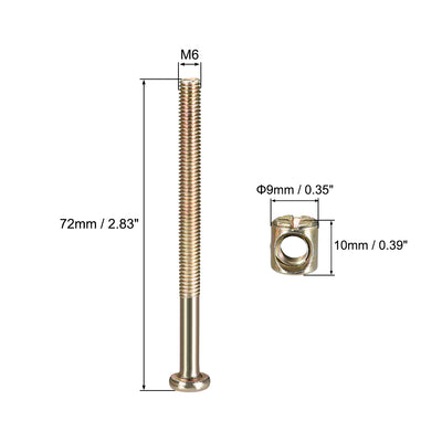 Harfington 10pcs Furniture Bolts Nut Set Hex Socket Screw with Barrel Nuts Phillips-Slotted Zinc Plated