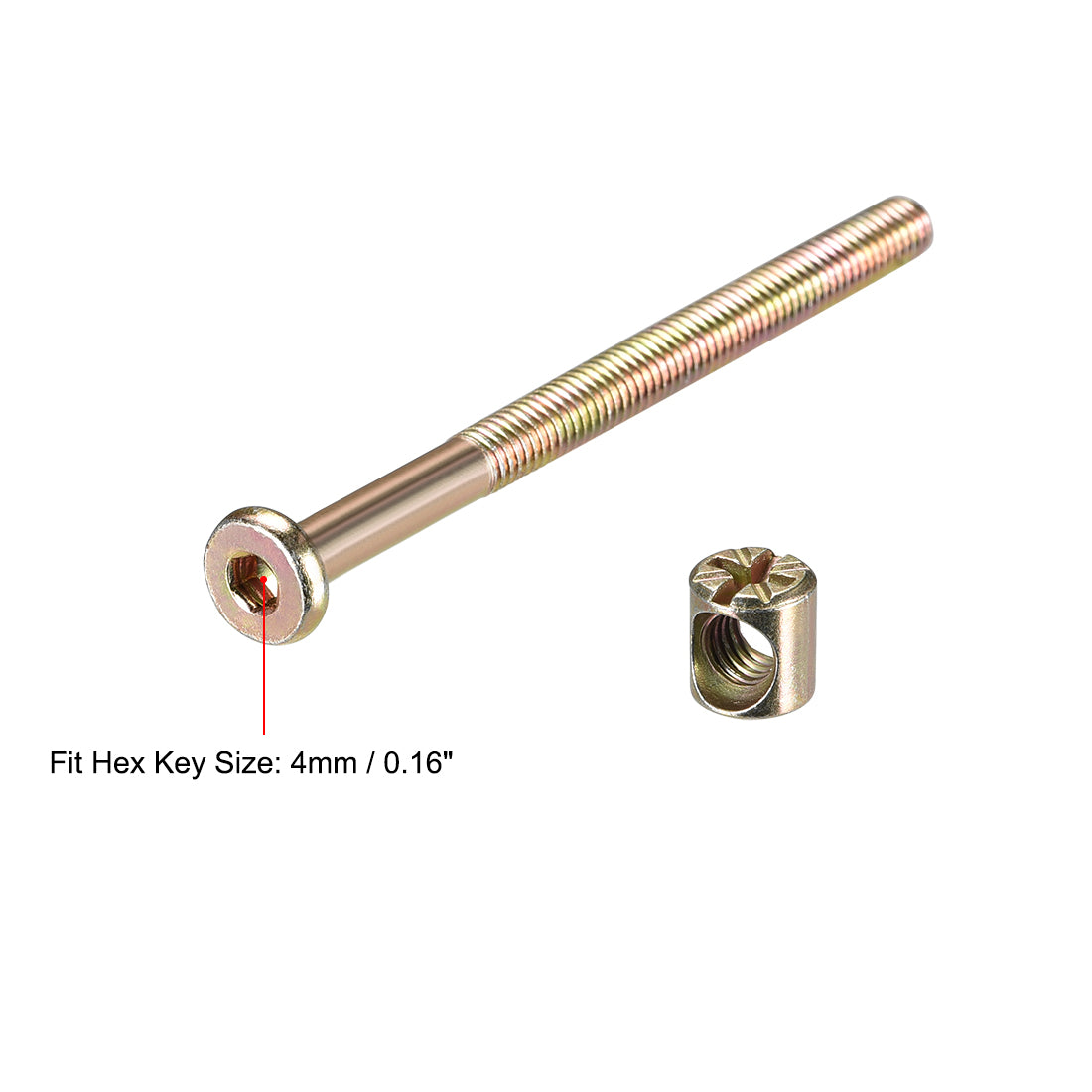 Harfington 10pcs Furniture Bolts Nut Set Hex Socket Screw with Barrel Nuts Phillips-Slotted Zinc Plated