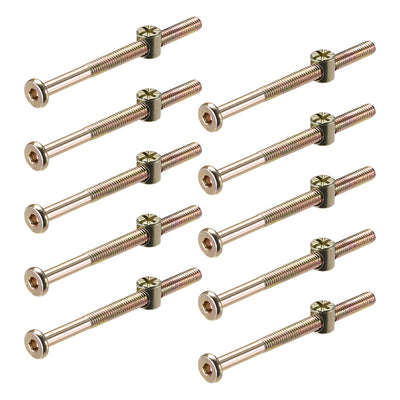 Harfington 10pcs Furniture Bolts Nut Set Hex Socket Screw with Barrel Nuts Phillips-Slotted Zinc Plated