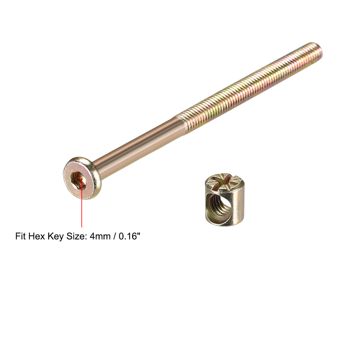 Harfington 10pcs Furniture Bolts Nut Set Hex Socket Screw with Barrel Nuts Phillips-Slotted Zinc Plated