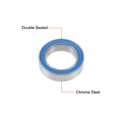 Harfington 6700-2RS Deep Groove Ball Bearing 10x15x4mm Blue Sealed Chrome Steel Bearings 2pcs