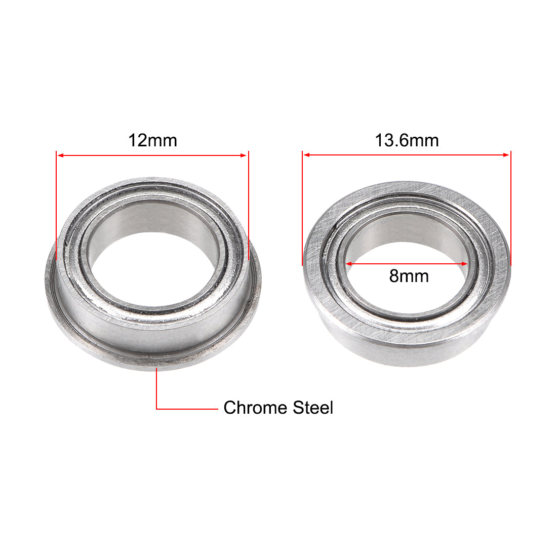Harfington Miniature Flange Deep Groove Ball Bearings Double Shield Chrome Steel