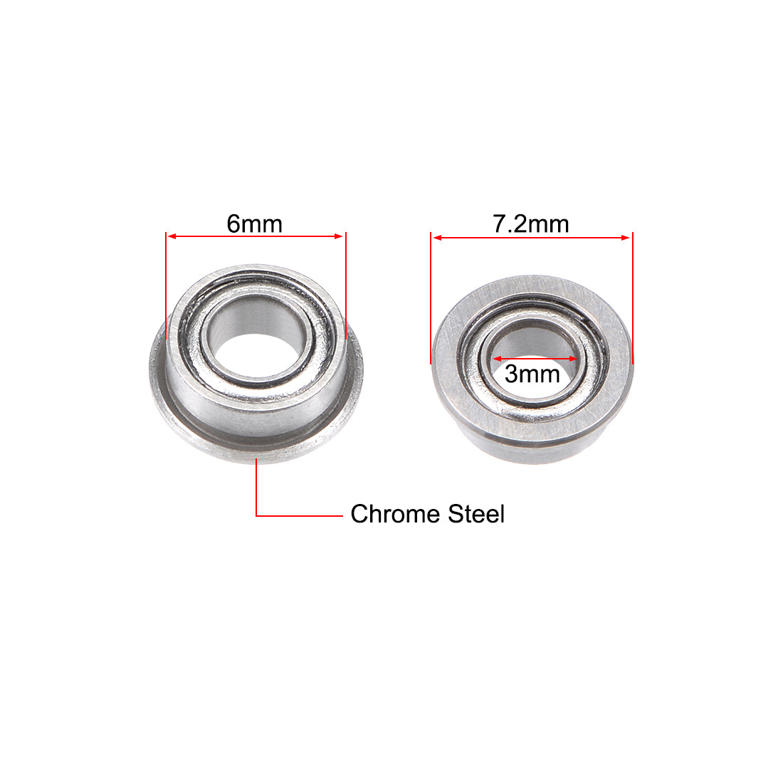 Harfington Miniature Flange Deep Groove Ball Bearings Double Shield Chrome Steel