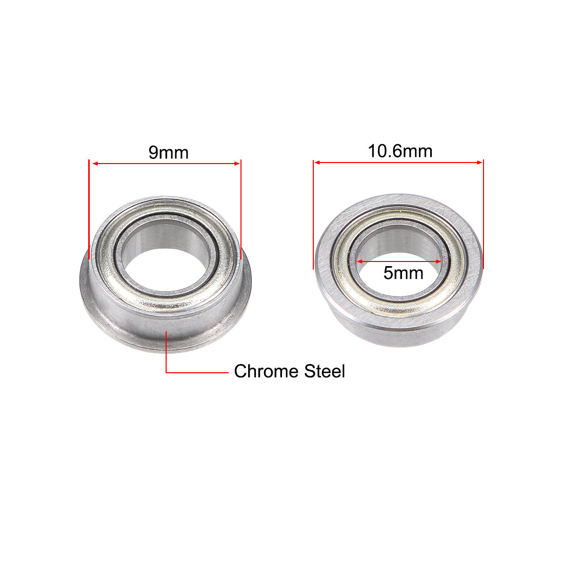 Harfington Miniature Flange Deep Groove Ball Bearings Double Shield Chrome Steel