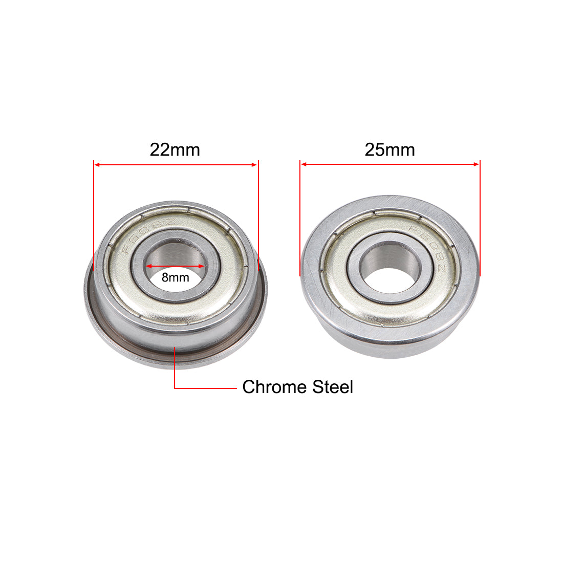 Harfington Flange Deep Groove Ball Bearings Double Shield Chrome Steel