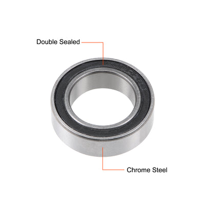Harfington Uxcell Deep Groove Ball Bearings  Metric Double Sealed Chrome Steel ABEC1 Z1