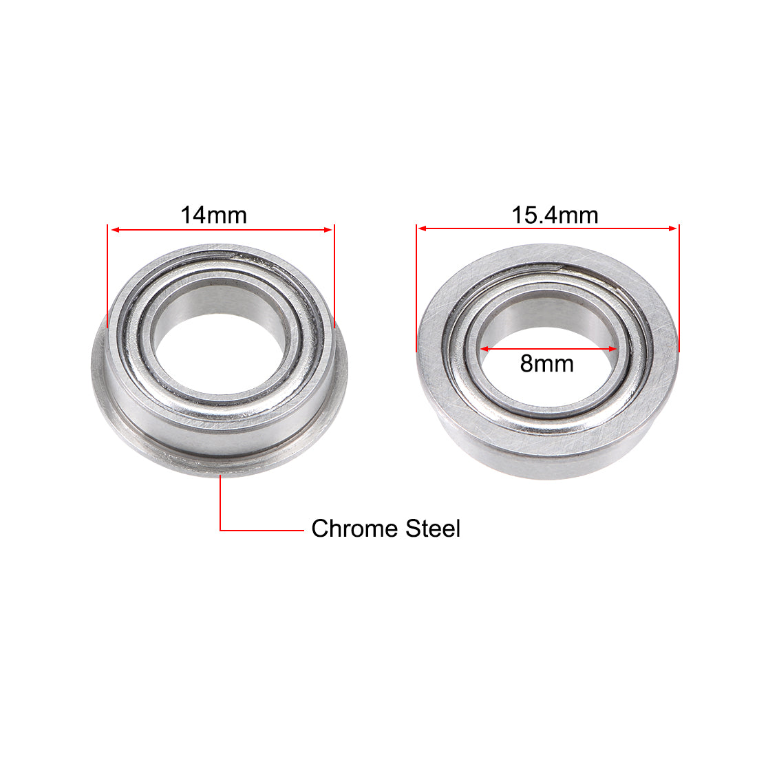 Harfington Miniature Flange Deep Groove Ball Bearings Double Shielded Chrome Steel