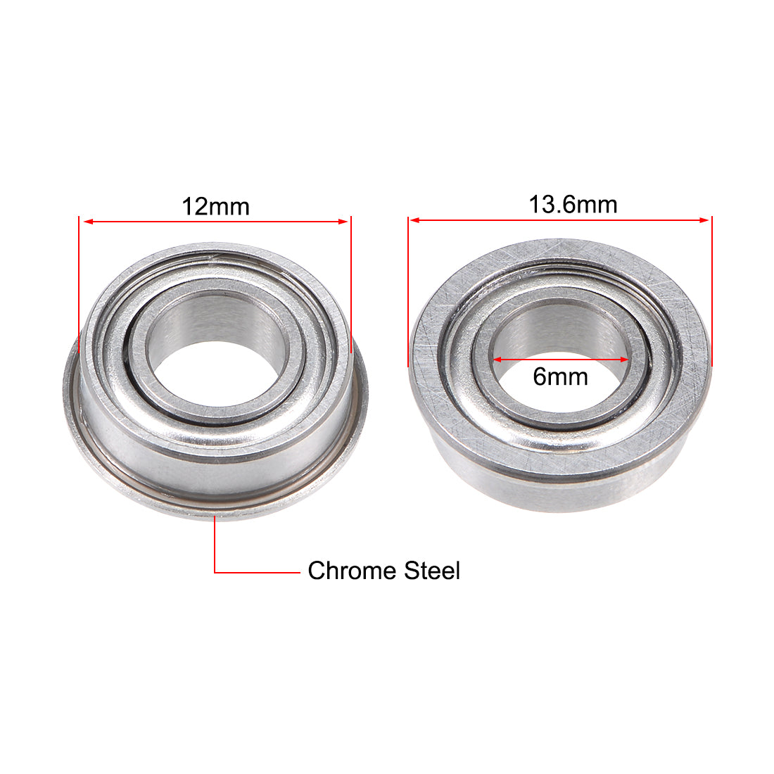 Harfington Miniature Flange Deep Groove Ball Bearings Double Shielded Chrome Steel