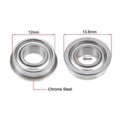 Harfington Miniature Flange Deep Groove Ball Bearings Double Shielded Chrome Steel