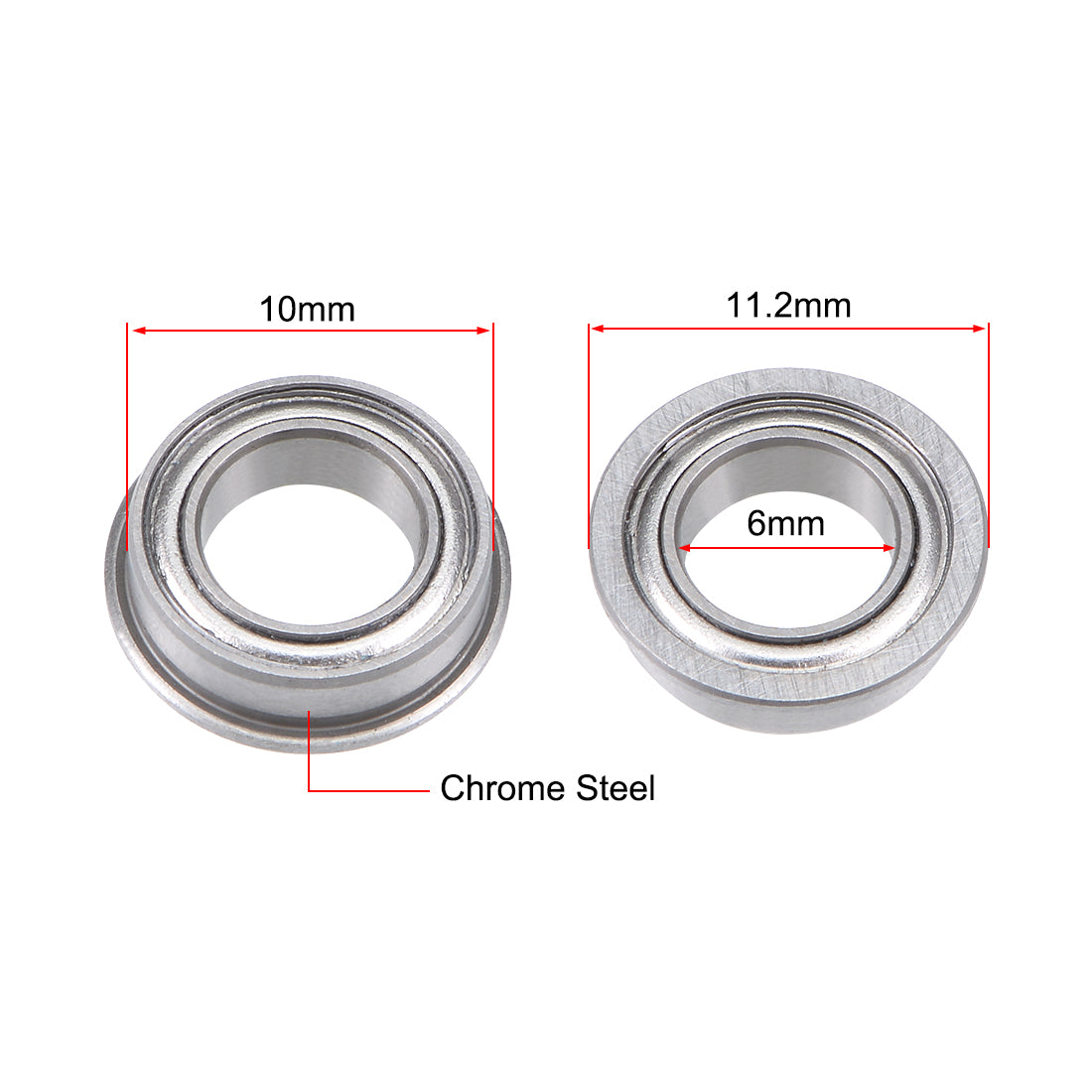 Harfington Miniature Flange Deep Groove Ball Bearings Double Shielded Chrome Steel