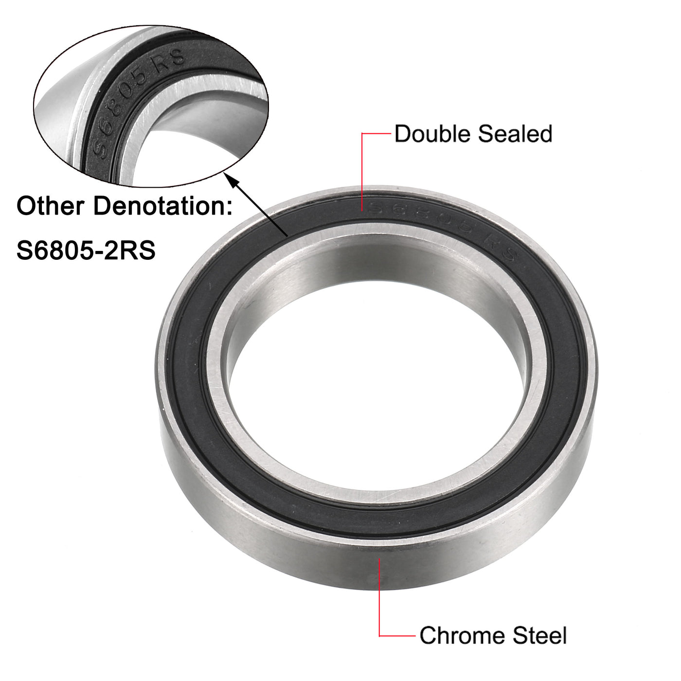 Harfington S61805-2RS Stainless Steel Ball Bearing 25x37x7mm Double Sealed 61805-2RS Bearings 2pcs