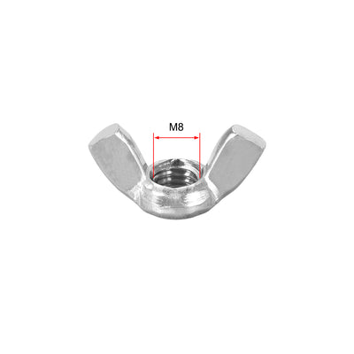 Harfington M8 Wing Nuts, Stainless Steel 304 Hand Twist Tighten Ear Butterfly Nut, 5 Pcs