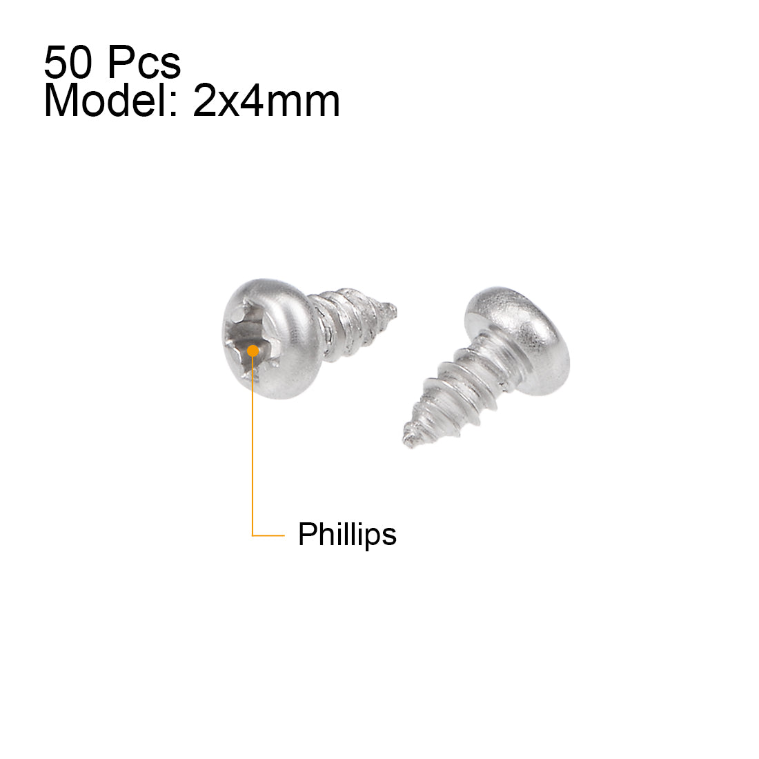 Harfington Self Tapping Screws Phillips Pan Head Screw 316 Stainless Steel Fasteners Bolts 50 Pcs