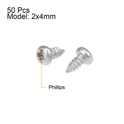 Harfington Self Tapping Screws Phillips Pan Head Screw 316 Stainless Steel Fasteners Bolts 50 Pcs