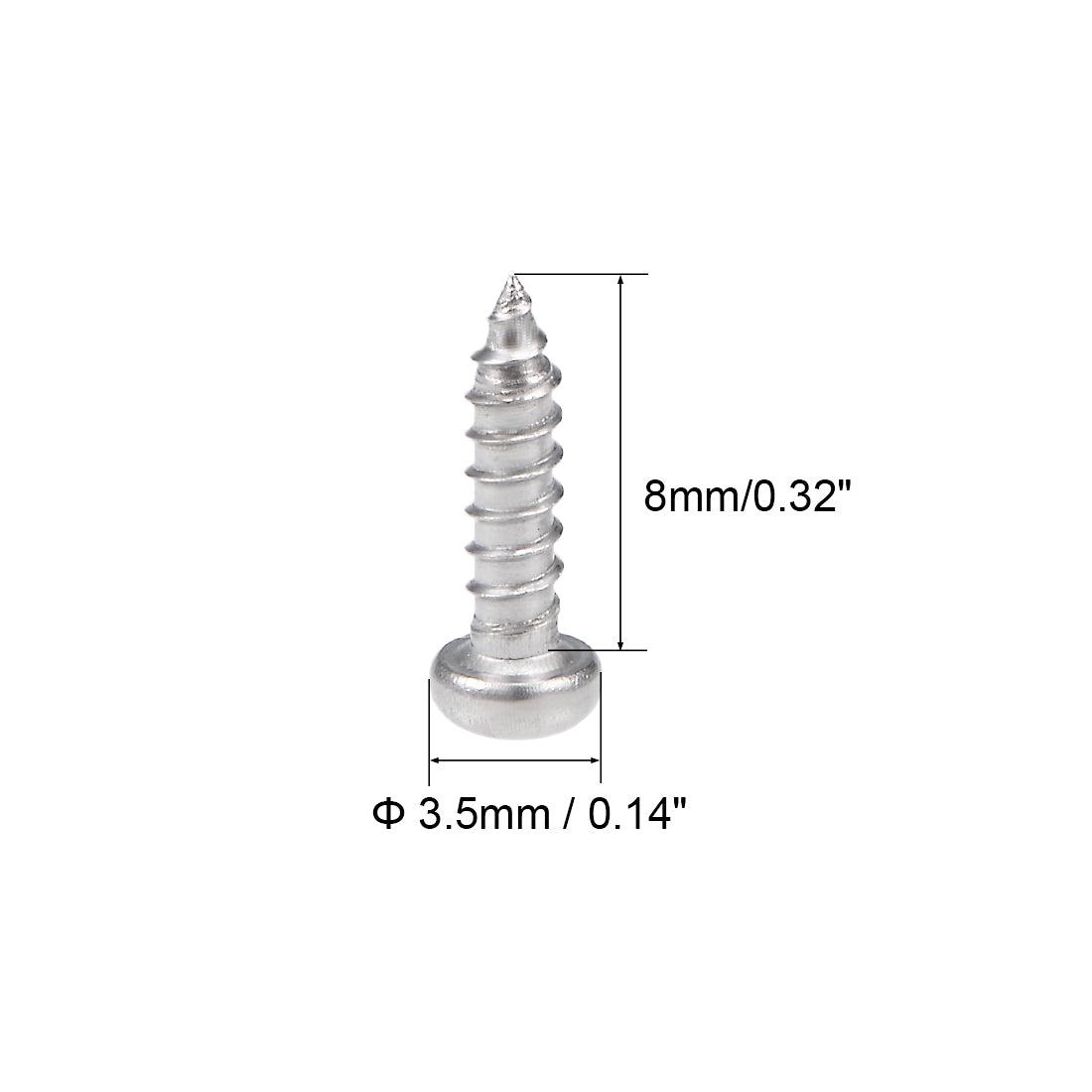 Harfington Self Tapping Screws Phillips Pan Head Screw 316 Stainless Steel Fasteners Bolts 50 Pcs