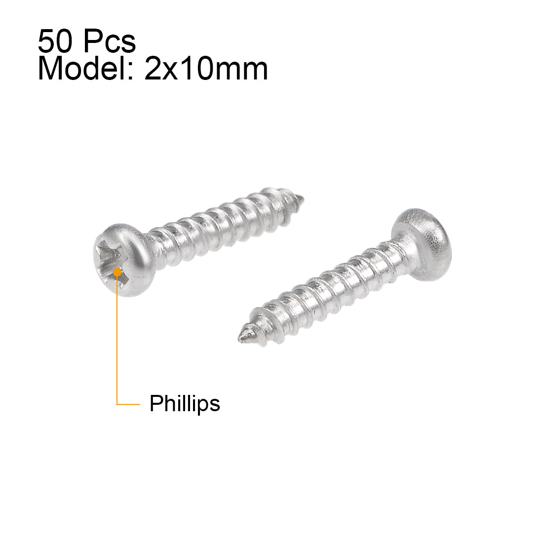 Harfington Self Tapping Screws Phillips Pan Head Screw 316 Stainless Steel Fasteners Bolts 50 Pcs