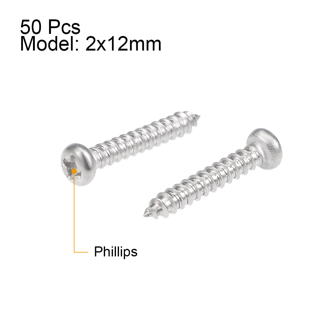 Harfington Self Tapping Screws Phillips Pan Head Screw 316 Stainless Steel Fasteners Bolts 50 Pcs