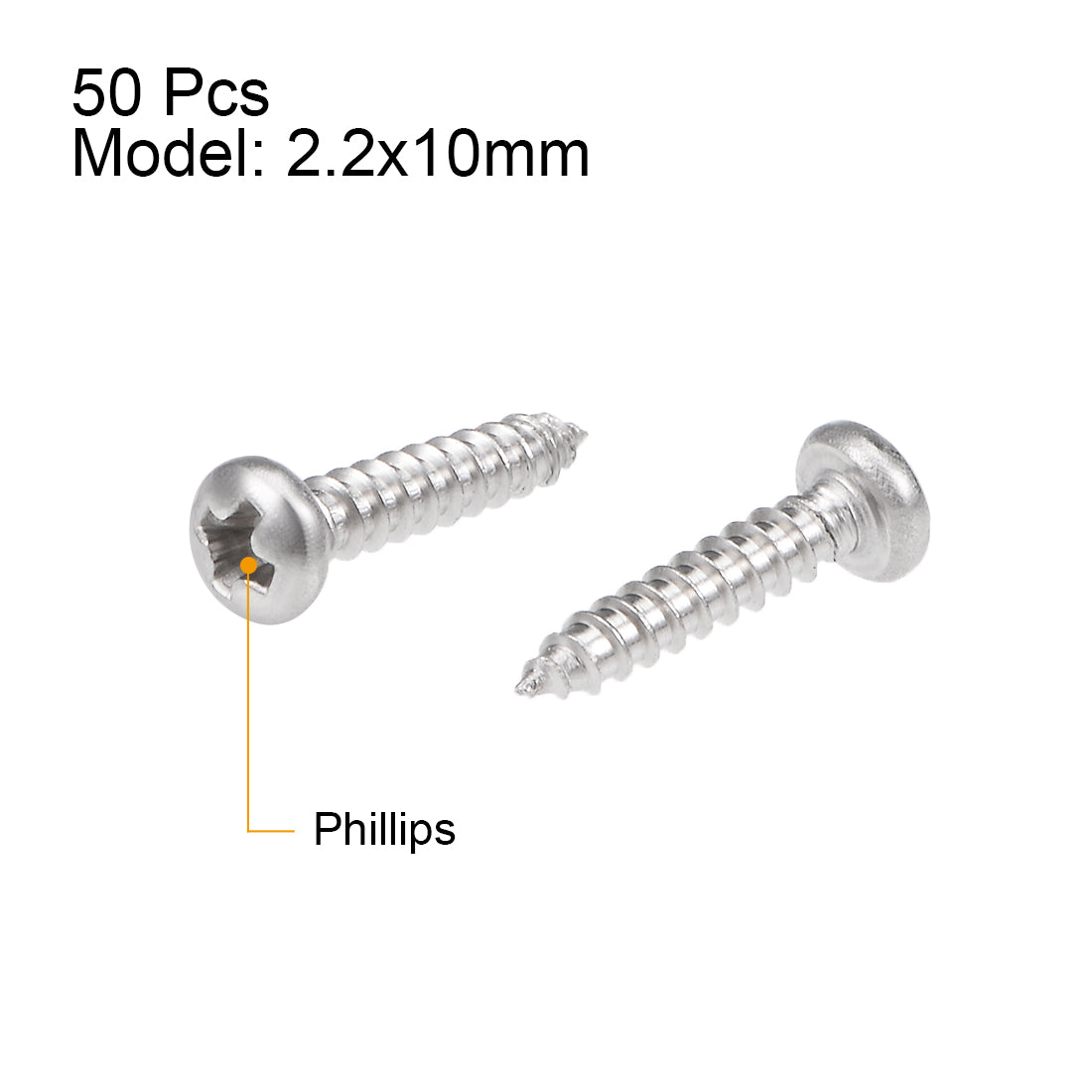 Harfington Self Tapping Screws Phillips Pan Head Screw 316 Stainless Steel Fasteners Bolts 50 Pcs