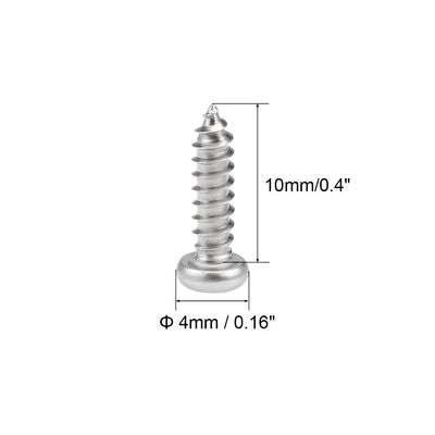Harfington Self Tapping Screws Phillips Pan Head Screw 316 Stainless Steel Fasteners Bolts 50 Pcs