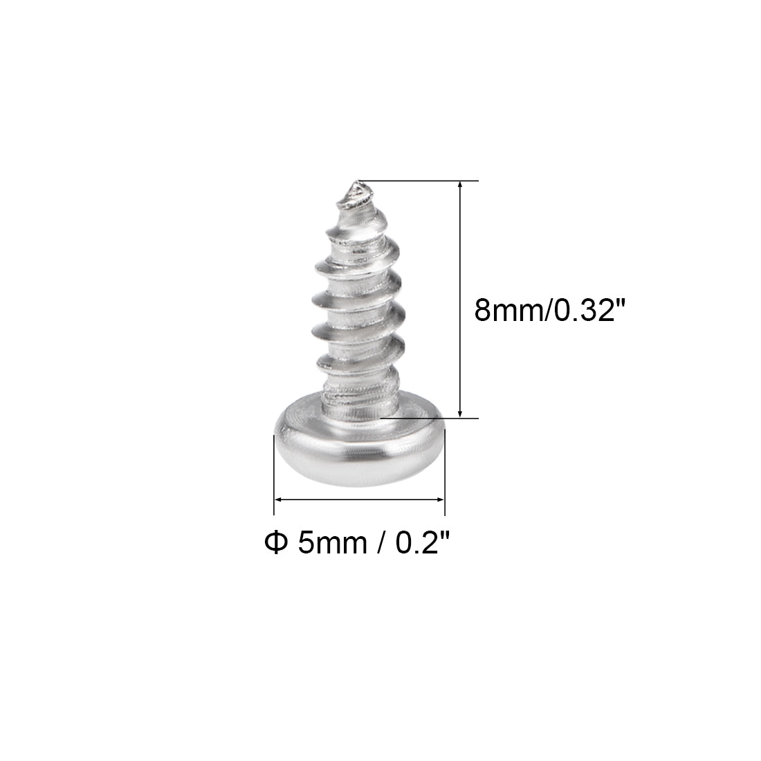 Harfington Self Tapping Screws Phillips Pan Head Screw 316 Stainless Steel Fasteners Bolts 50 Pcs