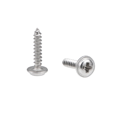 Harfington Self Tapping Screws Phillips Pan Head Screw 304 Stainless Steel Fasteners Bolt 50Pcs