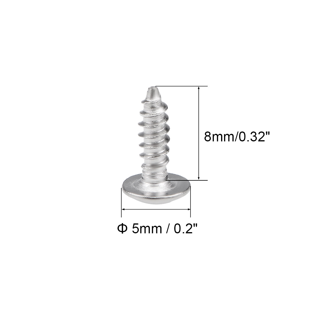 Harfington Self Tapping Screws Phillips Pan Head Screw 304 Stainless Steel Fasteners Bolt 50Pcs