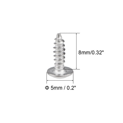 Harfington Self Tapping Screws Phillips Pan Head Screw 304 Stainless Steel Fasteners Bolt 50Pcs