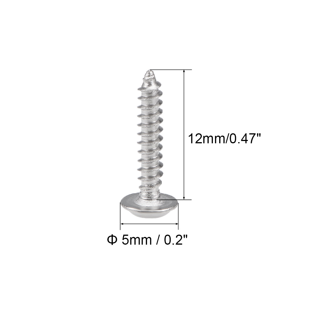Harfington Self Tapping Screws Phillips Pan Head Screw 304 Stainless Steel Fasteners Bolt 50Pcs