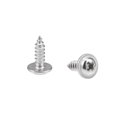 Harfington Self Tapping Screws Phillips Pan Head Screw 304 Stainless Steel Fasteners Bolt 50Pcs