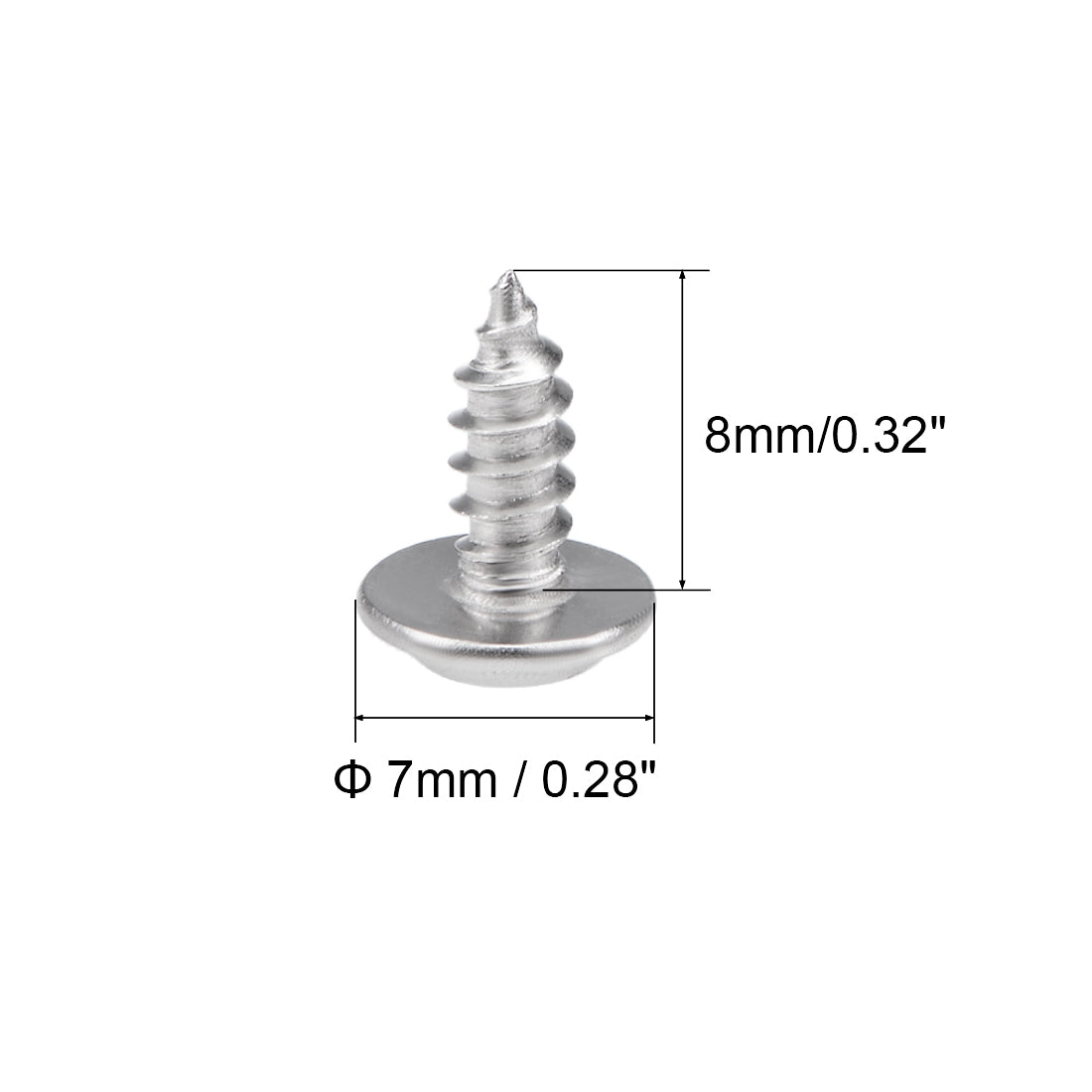 Harfington Self Tapping Screws Phillips Pan Head Screw 304 Stainless Steel Fasteners Bolt 50Pcs