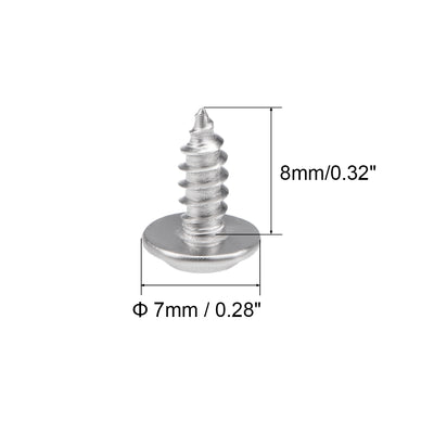 Harfington Self Tapping Screws Phillips Pan Head Screw 304 Stainless Steel Fasteners Bolt 50Pcs