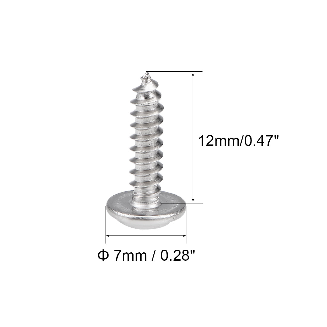 Harfington Self Tapping Screws Phillips Pan Head Screw 304 Stainless Steel Fasteners Bolt 50Pcs