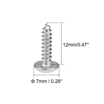 Harfington Self Tapping Screws Phillips Pan Head Screw 304 Stainless Steel Fasteners Bolt 50Pcs