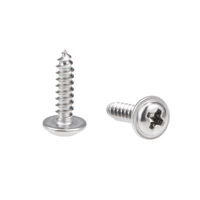 Harfington Self Tapping Screws Phillips Pan Head Screw 304 Stainless Steel Fasteners Bolt 50Pcs