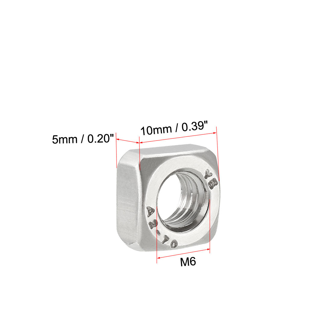 Harfington M6 Square Nuts, 304 Stainless Steel Metric Coarse Thread Assortment Kit, 20 Pcs