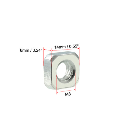 Harfington Carbon Steel Yellow Zinc Plated Square Nuts