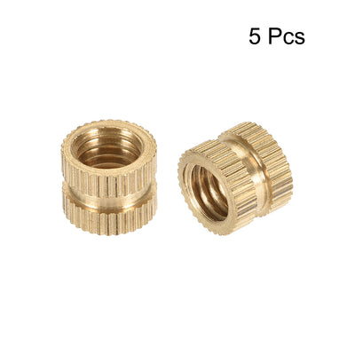 Harfington Knurled Insert Nuts, M8 x 8mm(L) x 10mm(OD) Female Thread Brass Embedment Assortment Kit, 5 Pcs