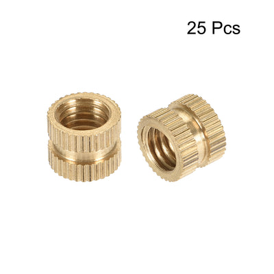 Harfington Knurled Insert Nuts, M8 x 8mm(L) x 10mm(OD) Female Thread Brass Embedment Assortment Kit, 25 Pcs