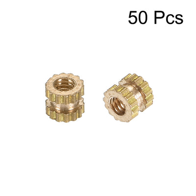 Harfington Knurled Insert Nuts, M2 x 3mm(L) x 3.5mm(OD) Female Thread Brass Embedment Assortment Kit, 50 Pcs