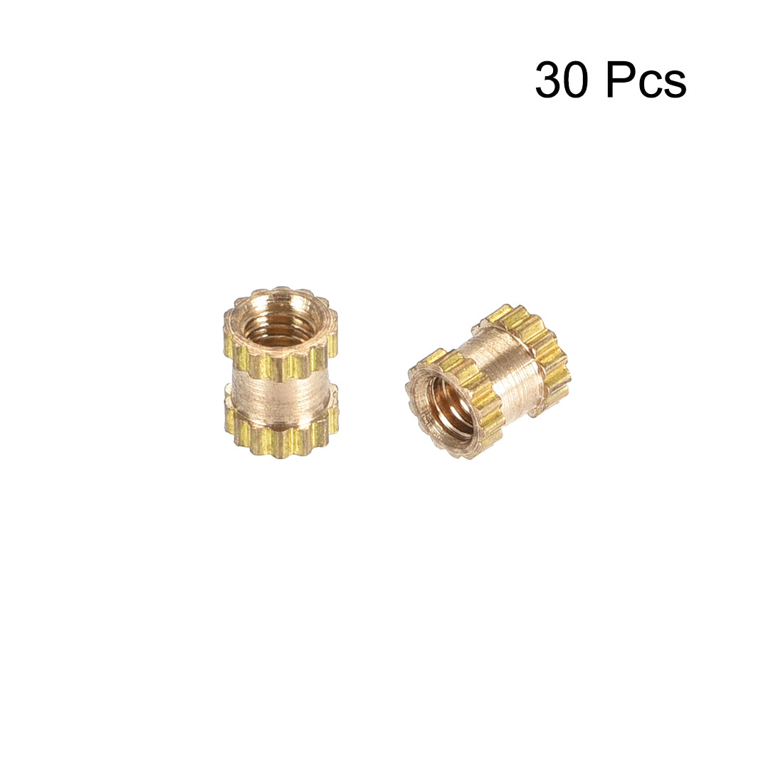 Harfington Knurled Insert Nuts, M2.5 x 4mm(L) x 3.5mm(OD) Female Thread Brass Embedment Assortment Kit, 30 Pcs