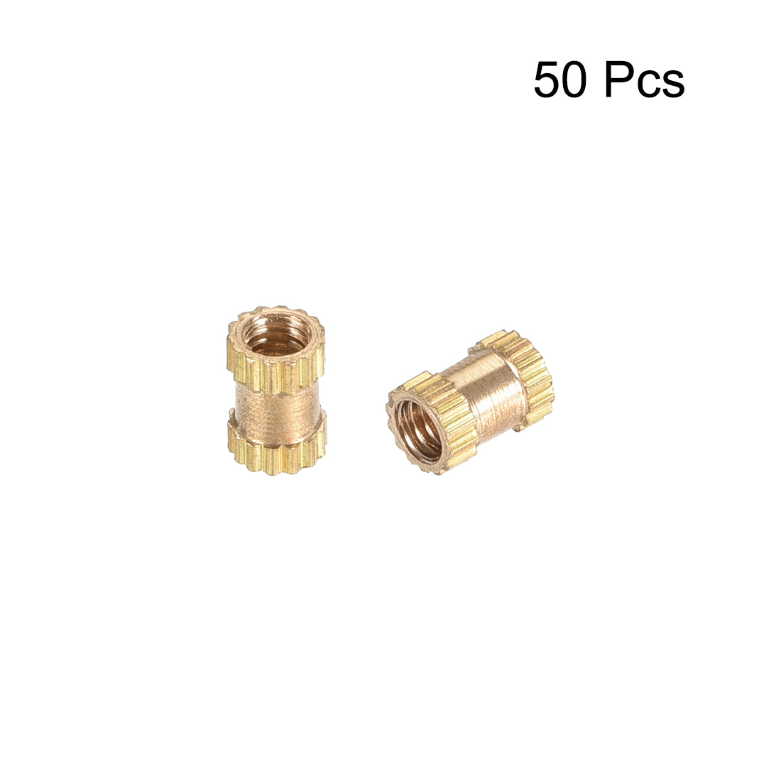 Harfington Knurled Insert Nuts, M2.5 x 5mm(L) x 3.5mm(OD) Female Thread Brass Embedment Assortment Kit, 50 Pcs