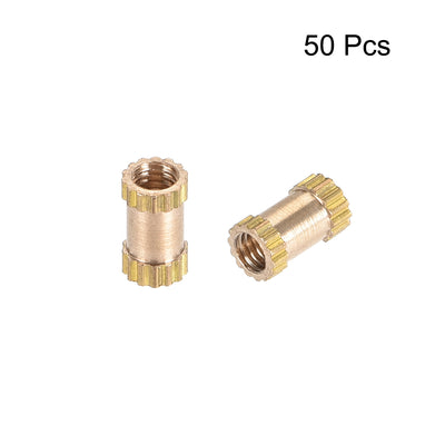 Harfington Knurled Insert Nuts, M2.5 x 6mm(L) x 3.5mm(OD) Female Thread Brass Embedment Assortment Kit, 50 Pcs