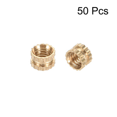Harfington Knurled Insert Nuts, M3 x 3mm(L) x 4mm(OD) Female Thread Brass Embedment Assortment Kit, 50 Pcs