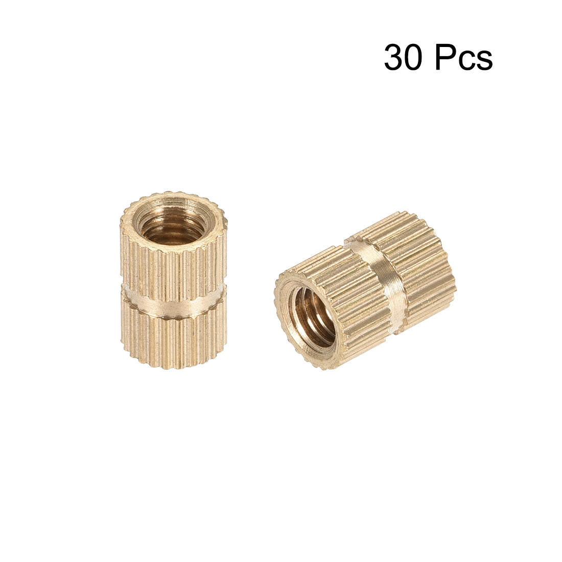 Harfington Knurled Insert Nuts, M5 x 10mm(L) x 7mm(OD) Female Thread Brass Embedment Assortment Kit, 30 Pcs